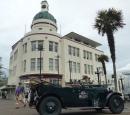Vintage car and Art Deco office building in Napier